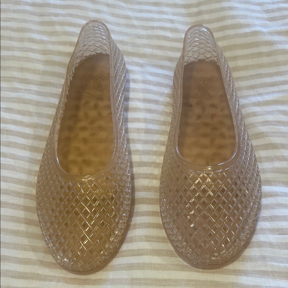 Ancient Greek Sandals, Iro Jelly Shoes, Nude/ gold glitter, 37 (7)